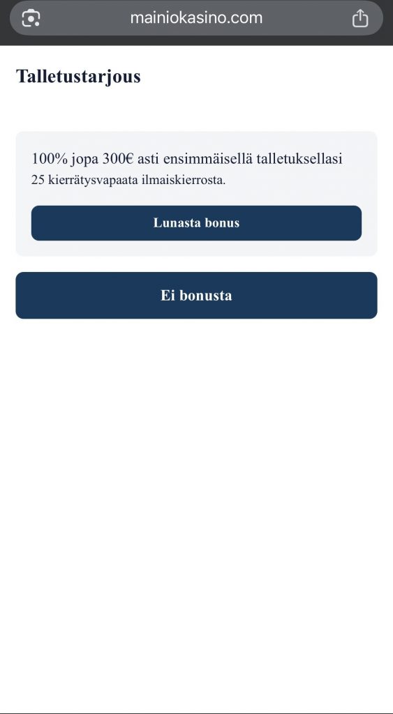 Viljo casino tervetulobonus