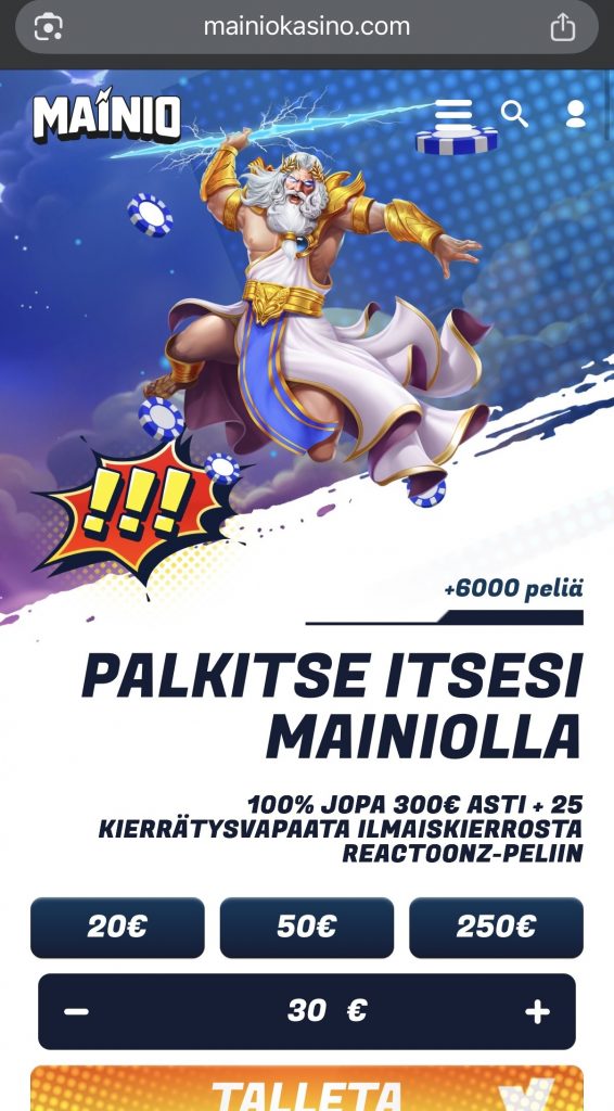 Viljo Pay N Play kasinon kotisivu