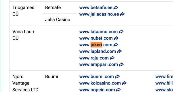 EMTA-lista lisensoiduista kasinoista