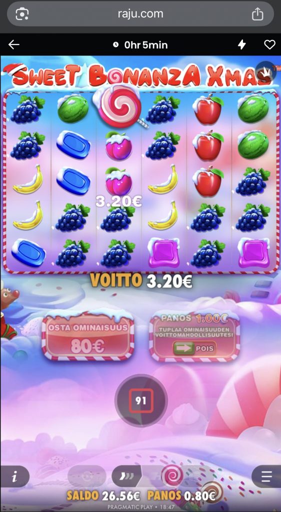 Sweet Bonanza Xmasin pelaaminen Trustly kasinolla