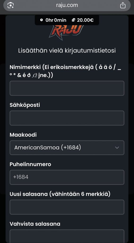 Perustietojen syöttäminen Trustly casinolle