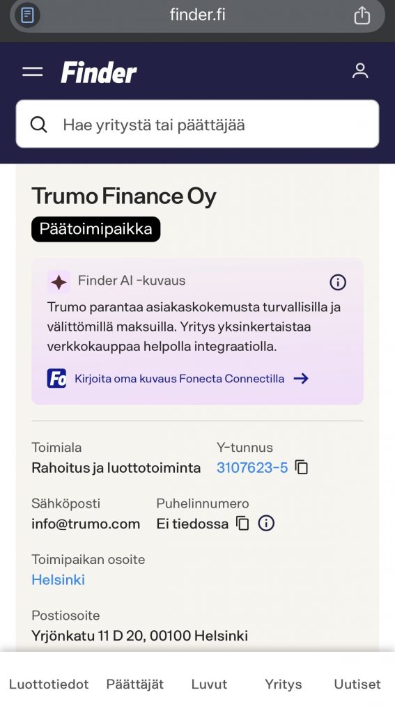 Trumo Finance tiedot pähkinänkuoressa