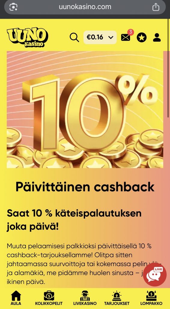 Trumo Pay N Play -sivuston tarjoama cashback