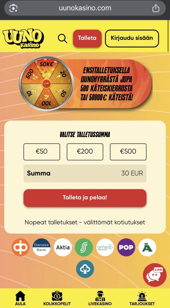 Trumo pikakasino ja sen etusivu