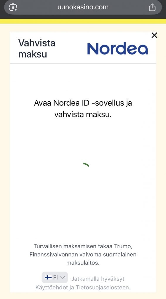 Trumo talletus vahvistetaan pankkitunnuksilla