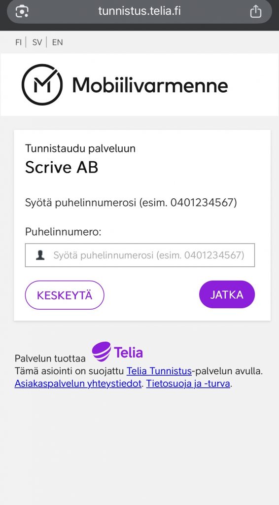 Zimpler Mobiilivarmenne turvalliseen kirjautumiseen