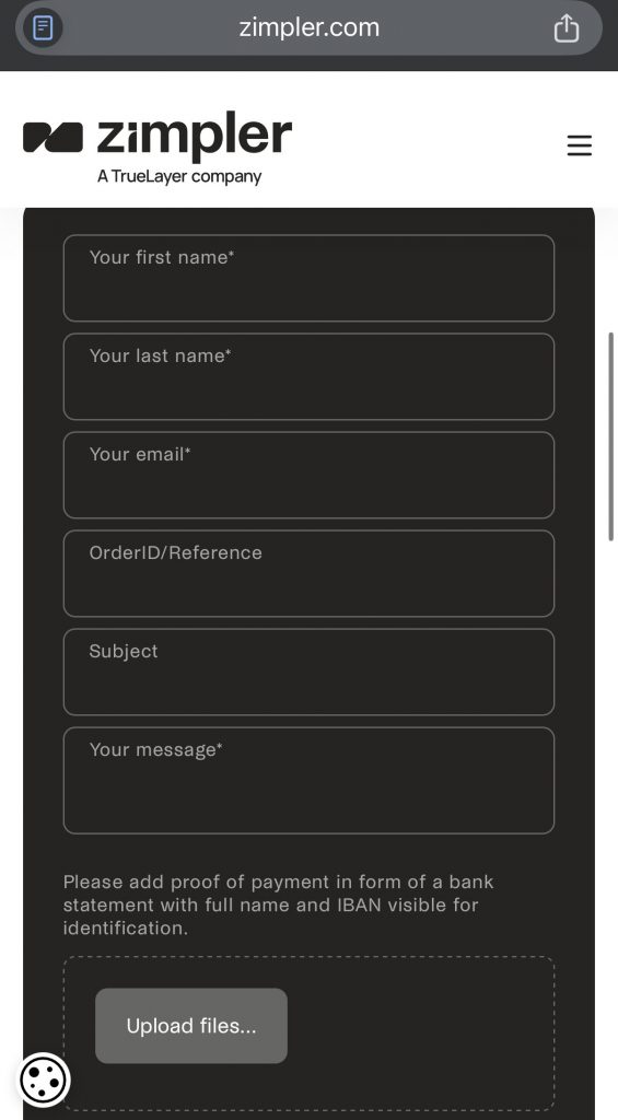 Zimpler asiakaspalvelu yhteydenottolomake