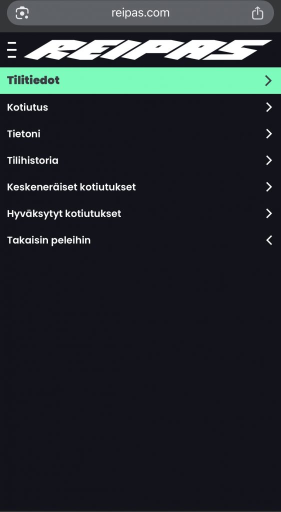 Zimpler kasinon valikko