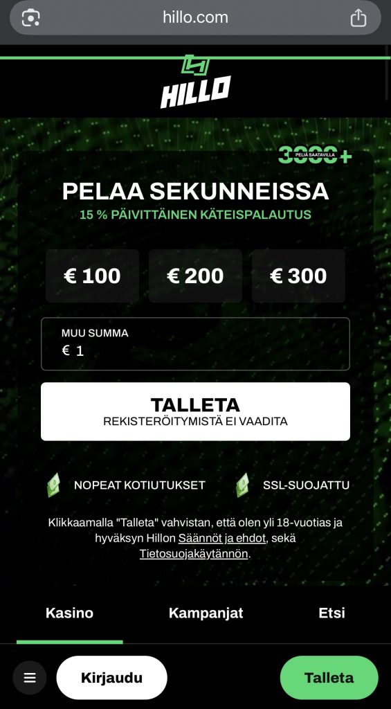 Brite pikakasino hyväksyy jopa vain 1 euron minimitalletuksen