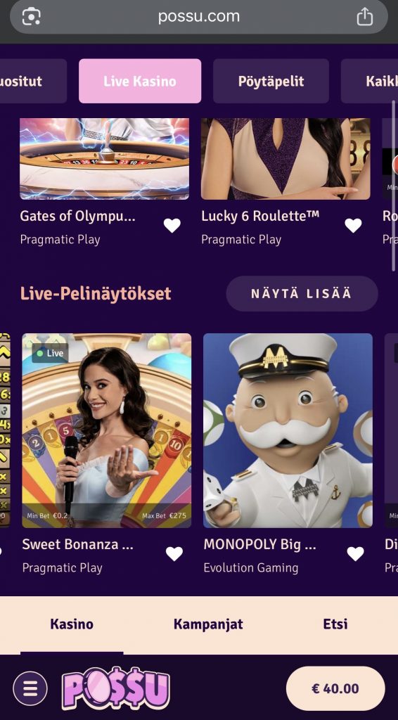 Monet Brite pikakasinot tarjoavat myös live-pelejä