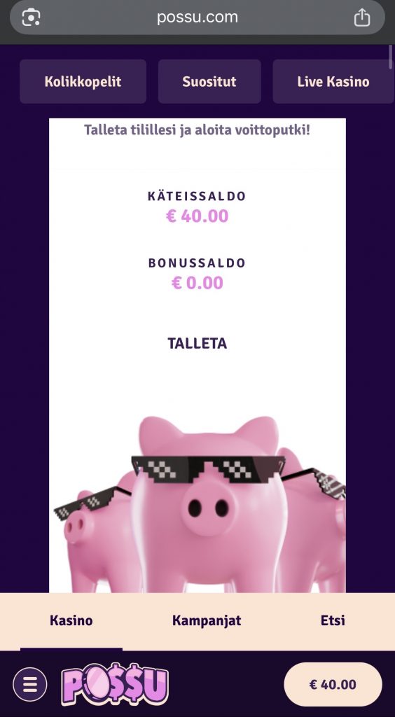 Brite casino talletus tulee perille välittömästi