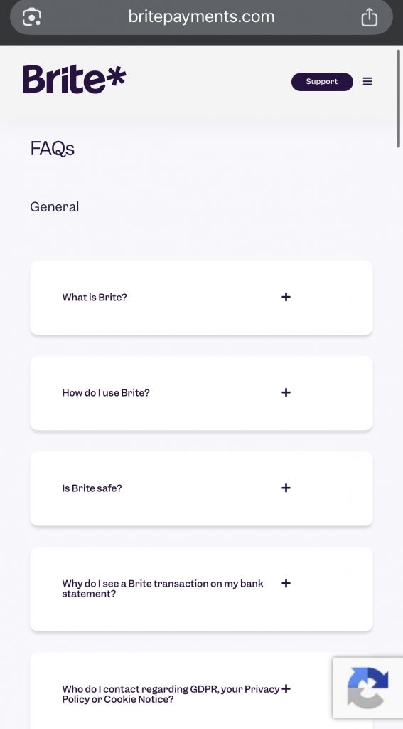 Briten omien sivujen FAQ-osio