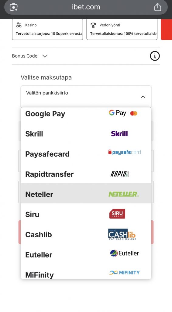 Euteller kasinot tarjoavat myös muita maksutapoja