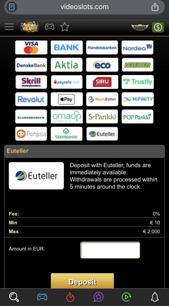 Euteller kasinoiden muita rahansiirtomenetelmiä