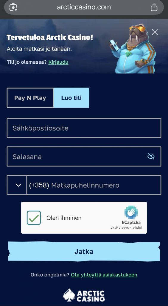 Euteller kasino -sivustolle rekisteröityminen