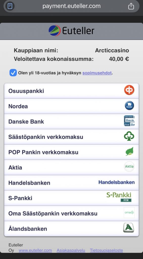 Euteller tekee yhteistyötä kaikkien suomalaisten pankkien kanssa
