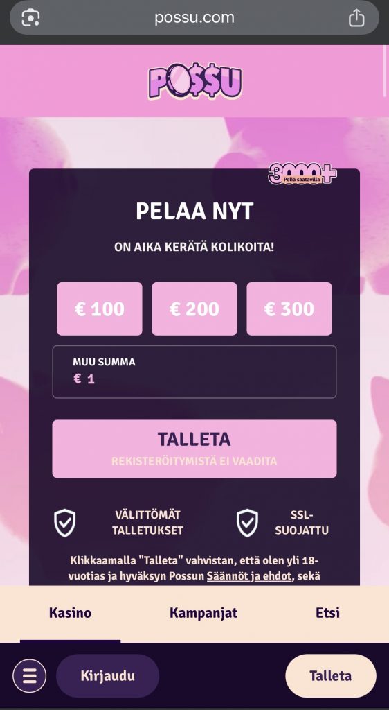 Kuvakaappaus Revolut casino -sivustosta