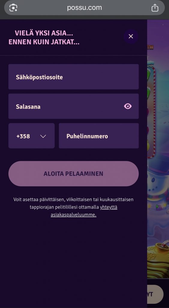 Yhteystietojen jakaminen Brite kasinolle