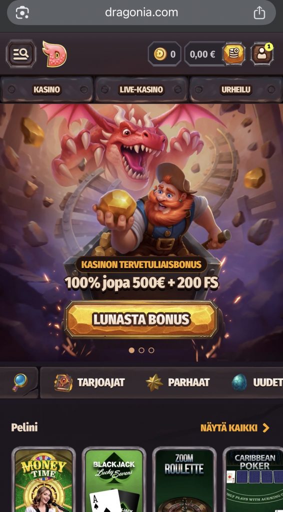 Mastercard casino -sivuston etusivu